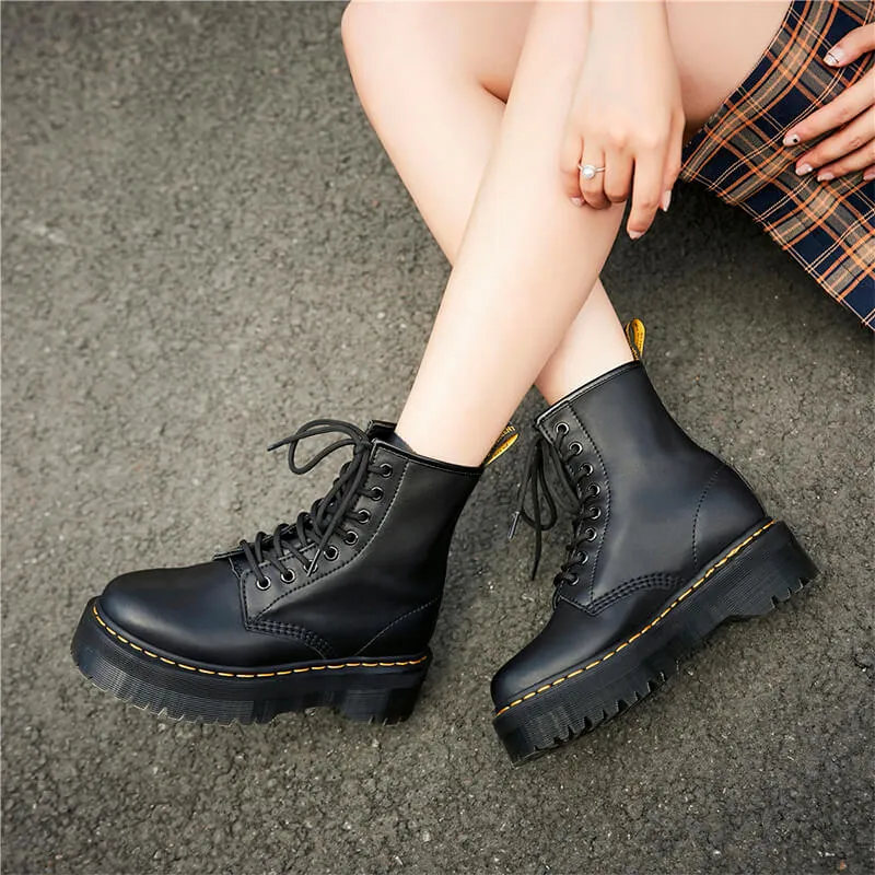 5cm Platform Martens Boots 8 Hole High