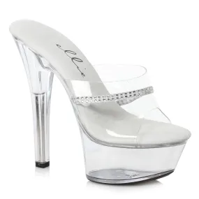 601-JESSE 6" Heel Clear Rhinestone Mule.