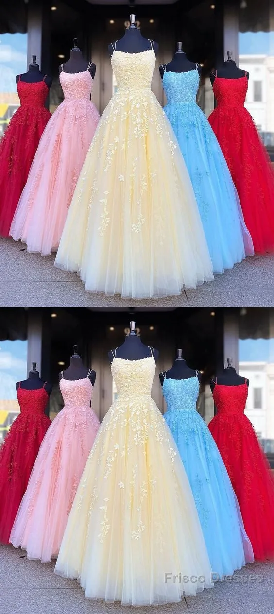 Backless Yellow Pink Blue Red Burgundy Lace Prom Dresses, Backless Lace Formal Evening Bridesmaid Dresses