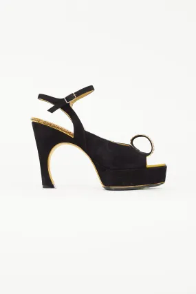 Black & Gold Suede Heel