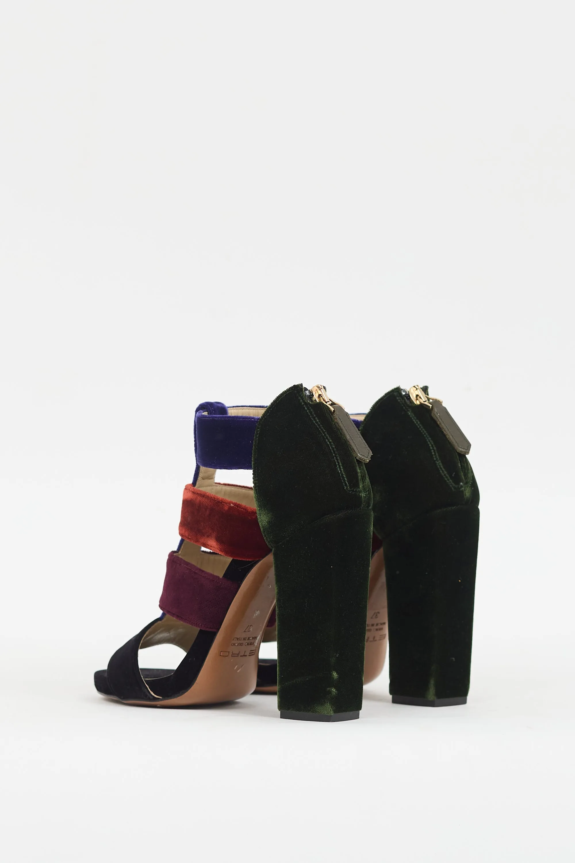 Black & Muticolour Velvet Caged Heel