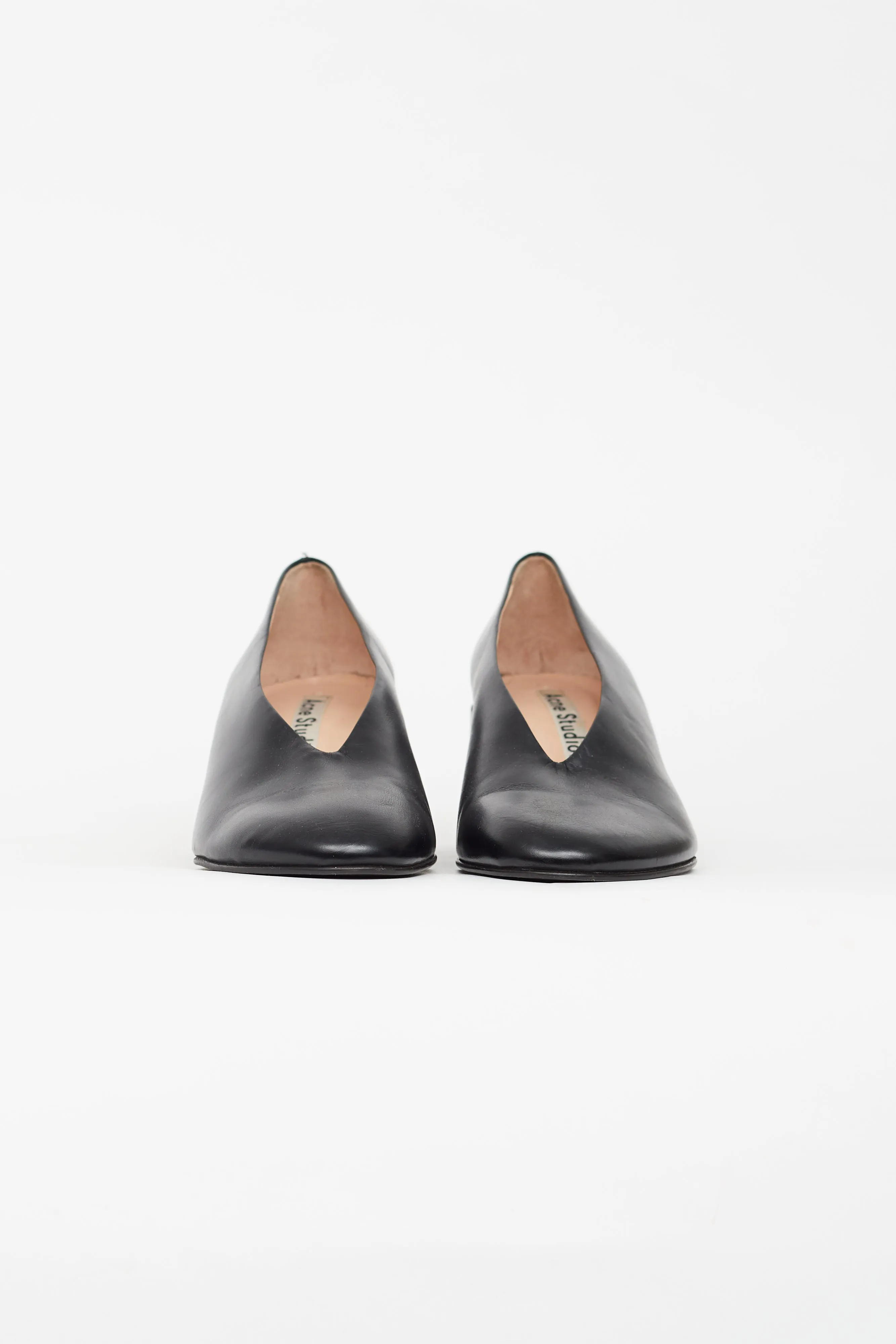 Black Leather Block Heel