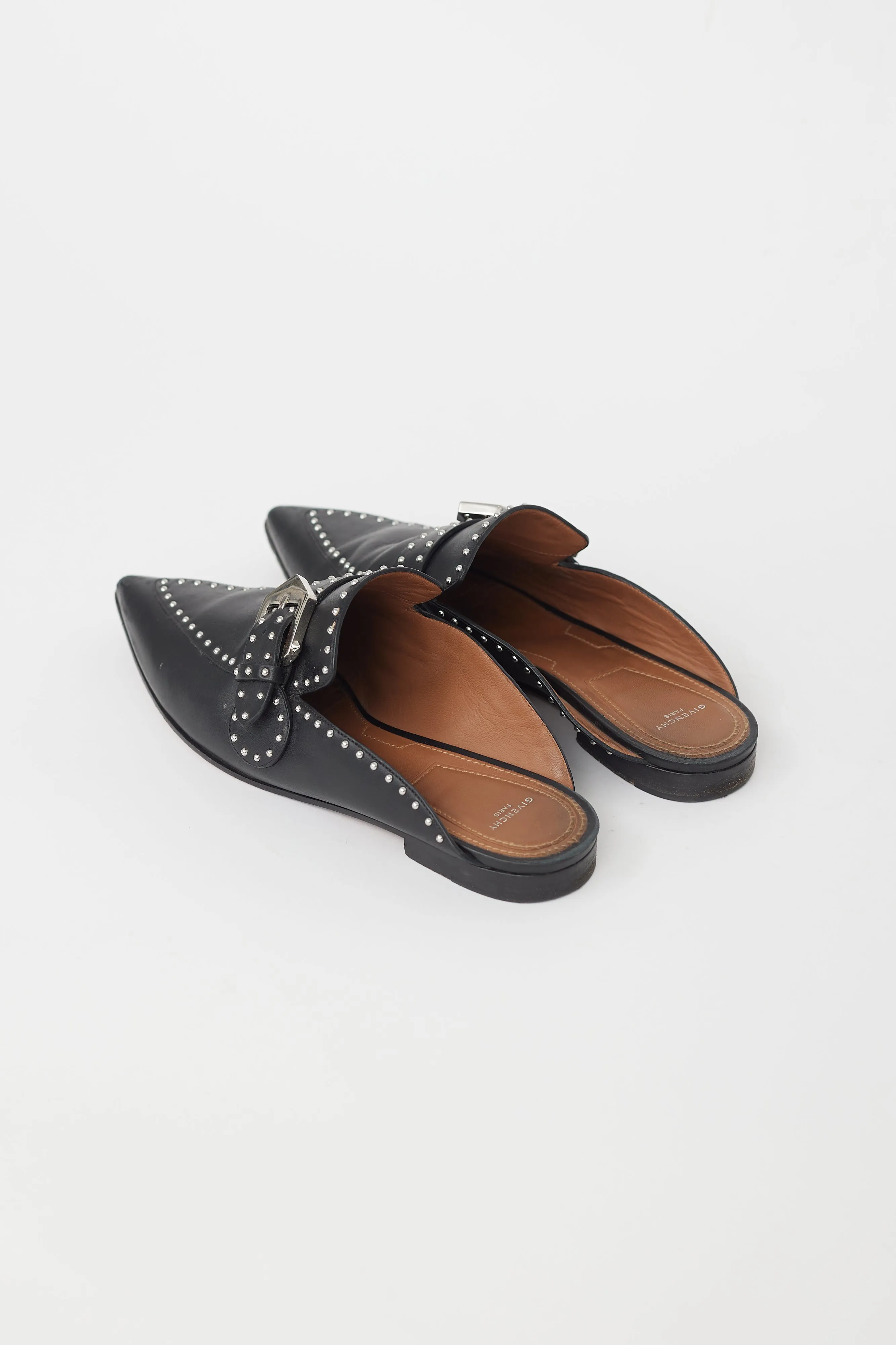 Black Leather Mule