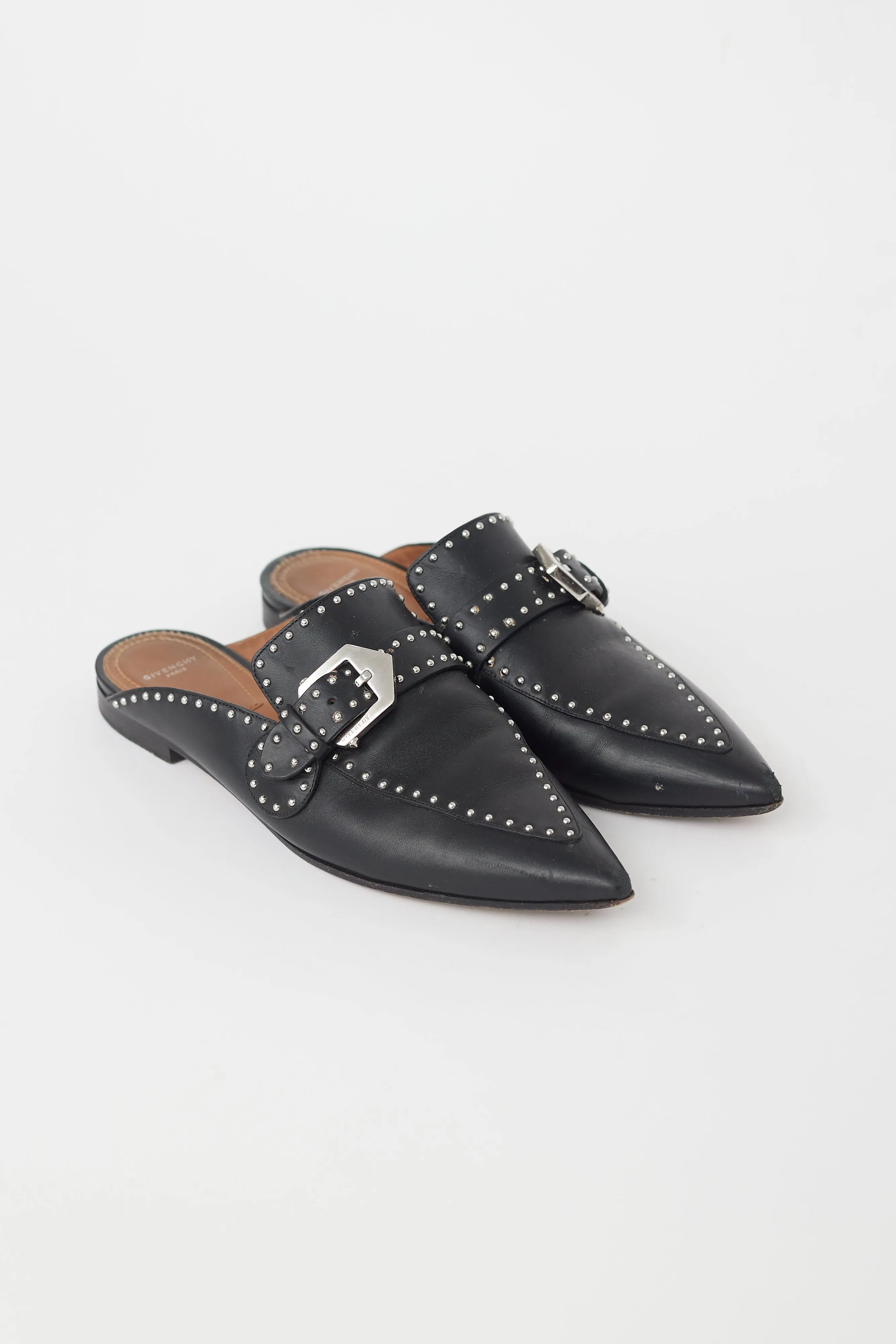 Black Leather Mule