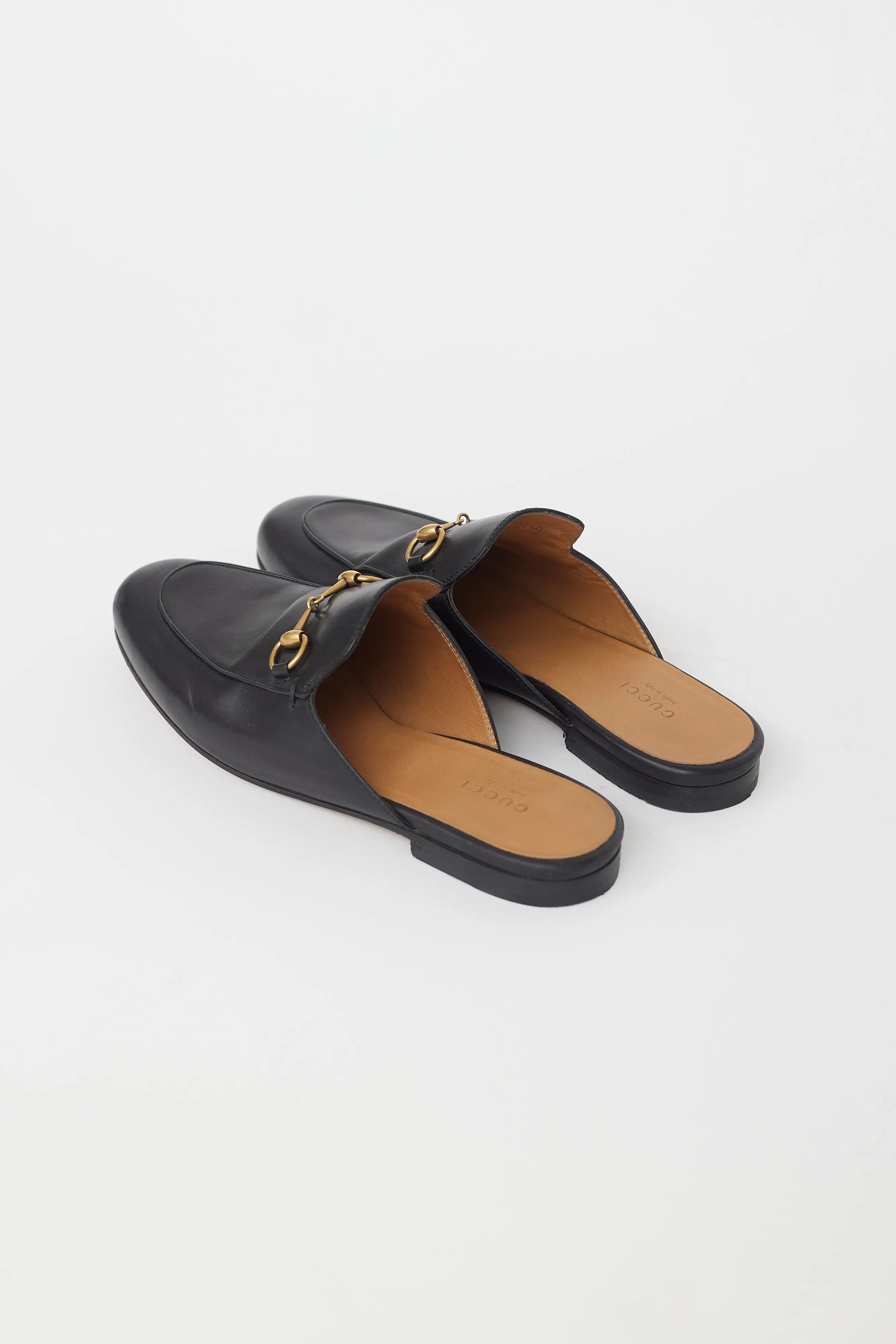 Black Leather Princetown Mule
