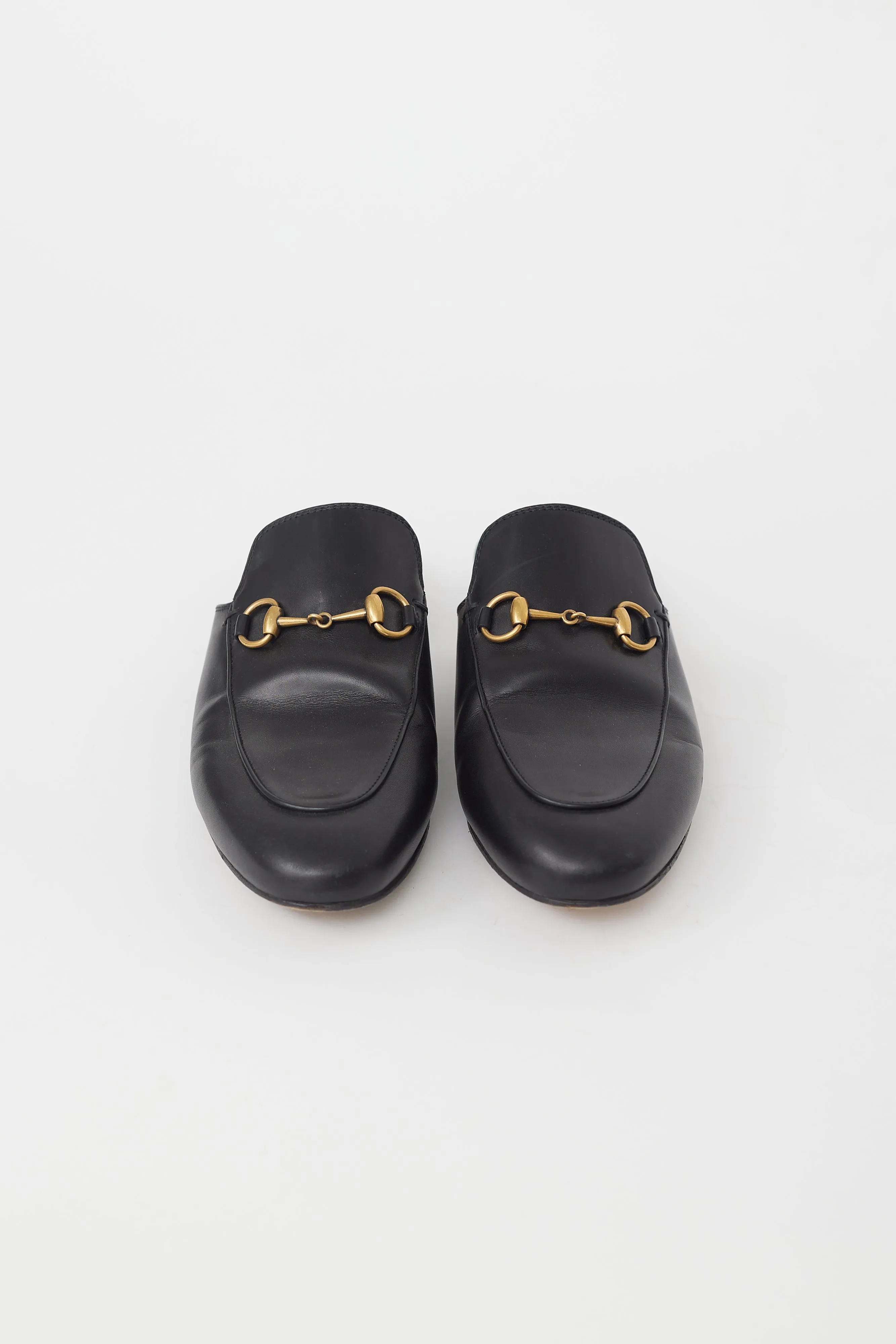 Black Leather Princetown Mule