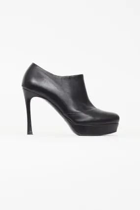 Black Leather Stiletto Bootie