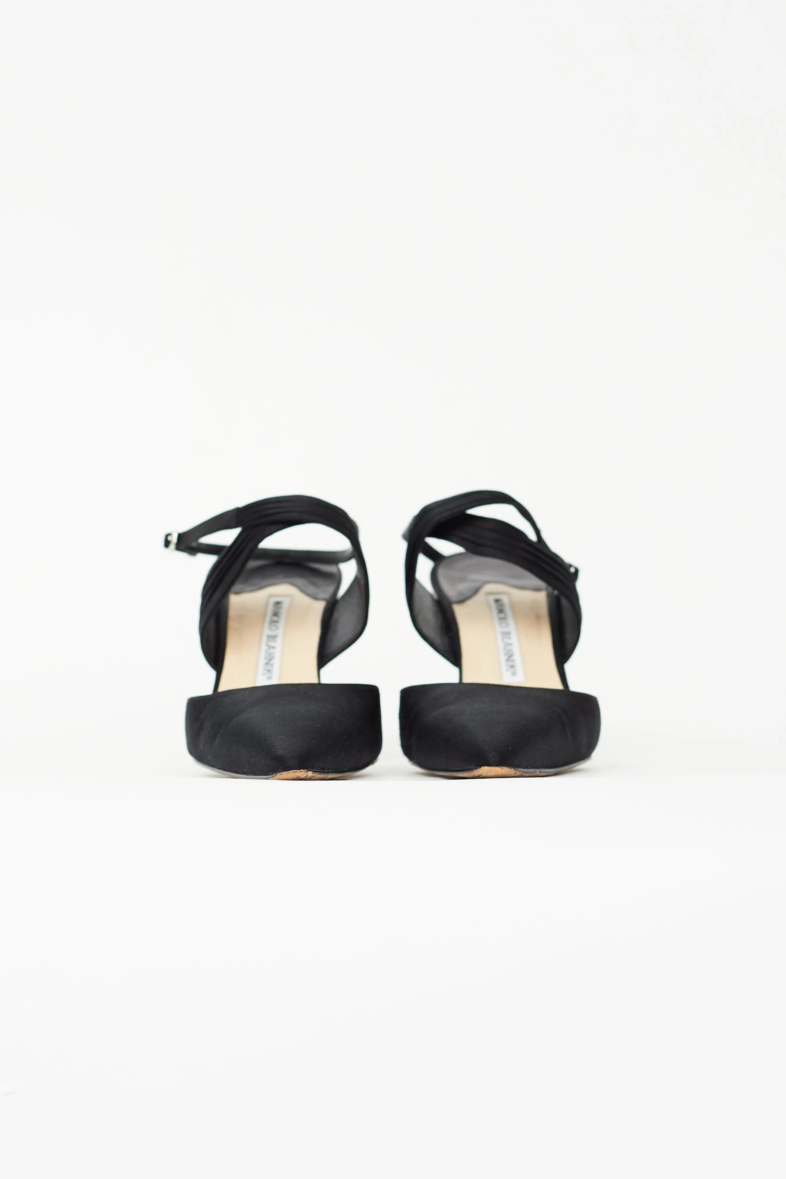 Black Satin Criss Cross Heel