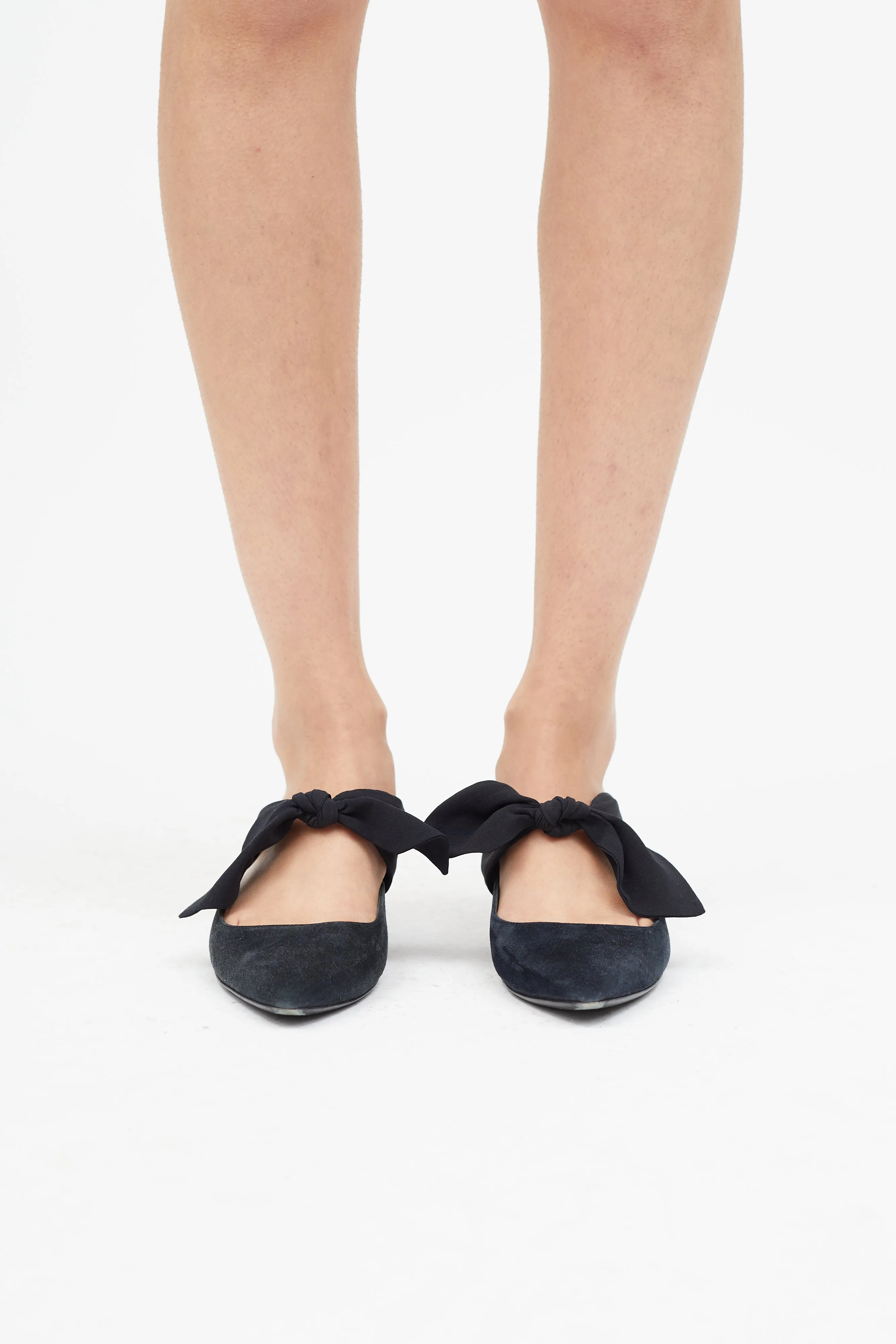 Black Suede Coco Bow Mule