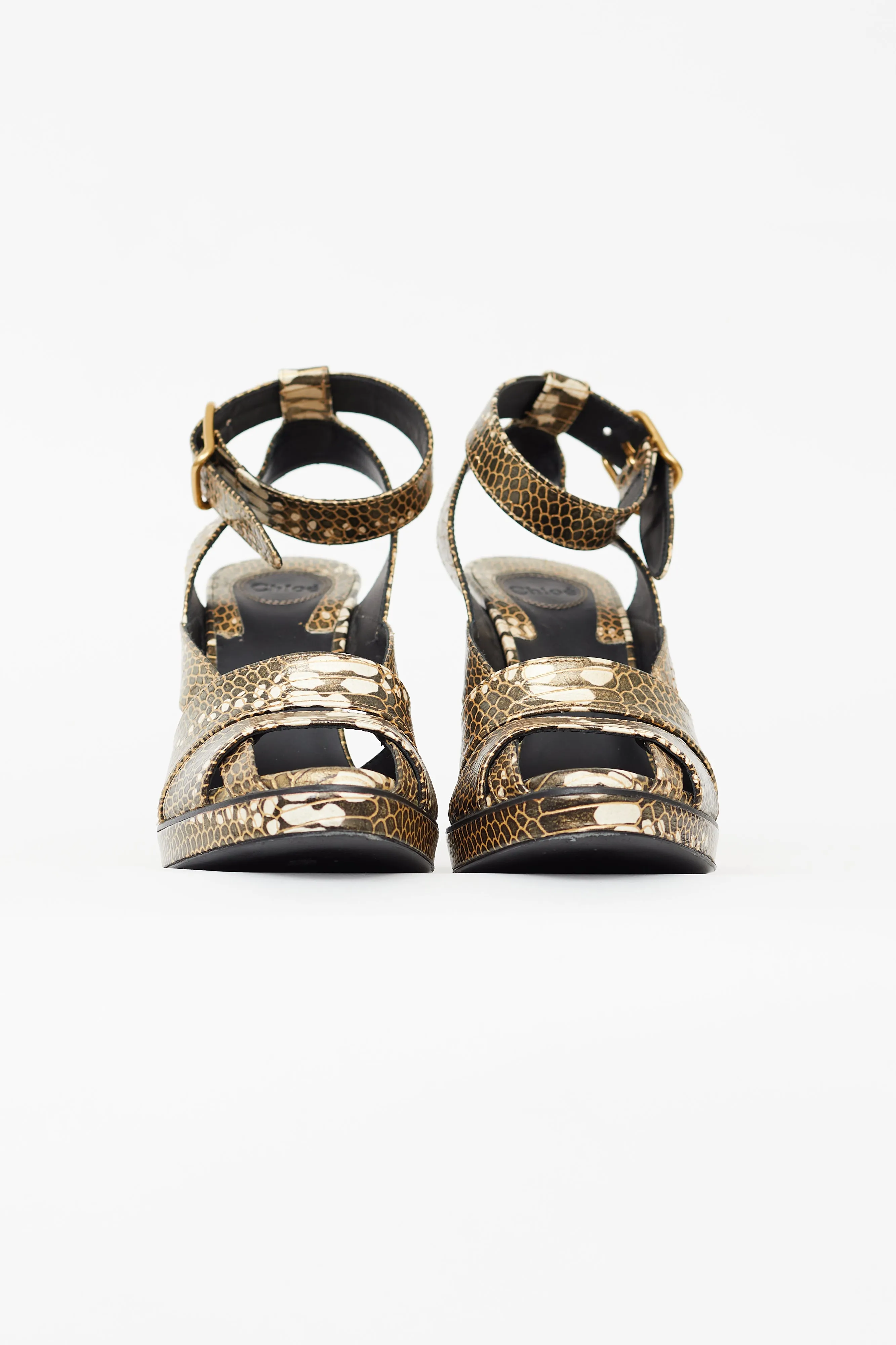 Brown & Cream Textured Leather Daisy Heel