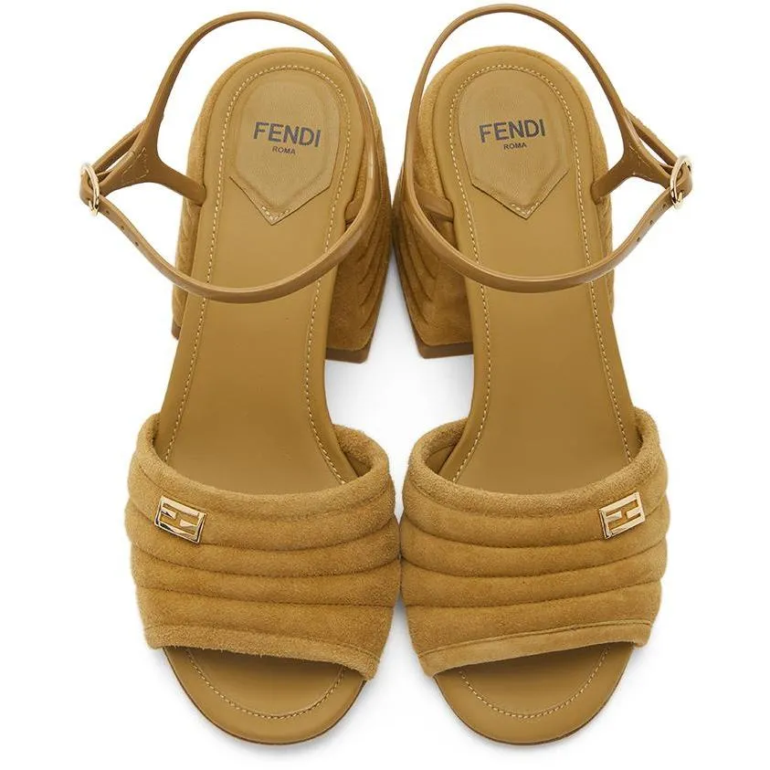 Fendi Brown Suede Slingback Heels