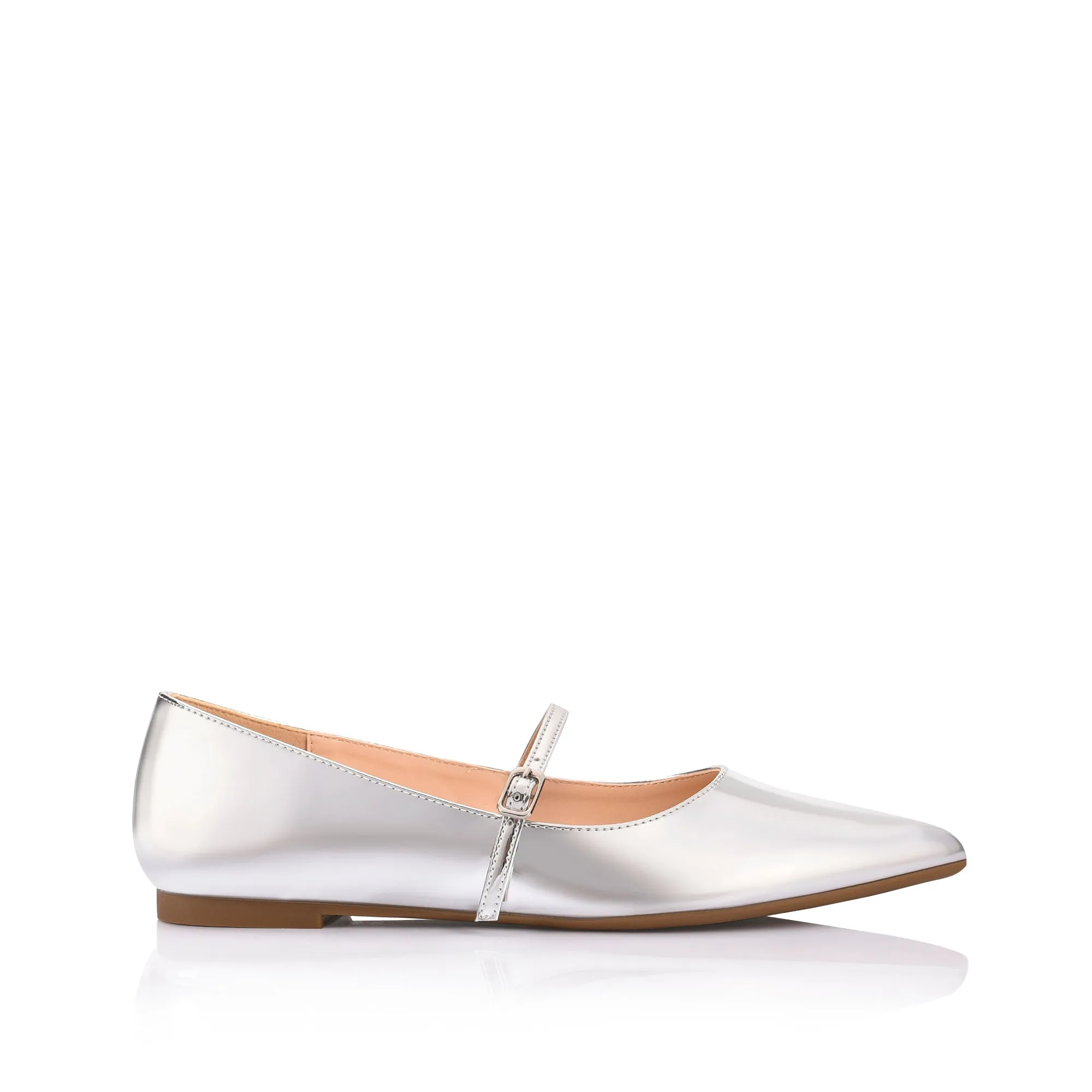Iguana Mary Jane Flats - Silver Mirror