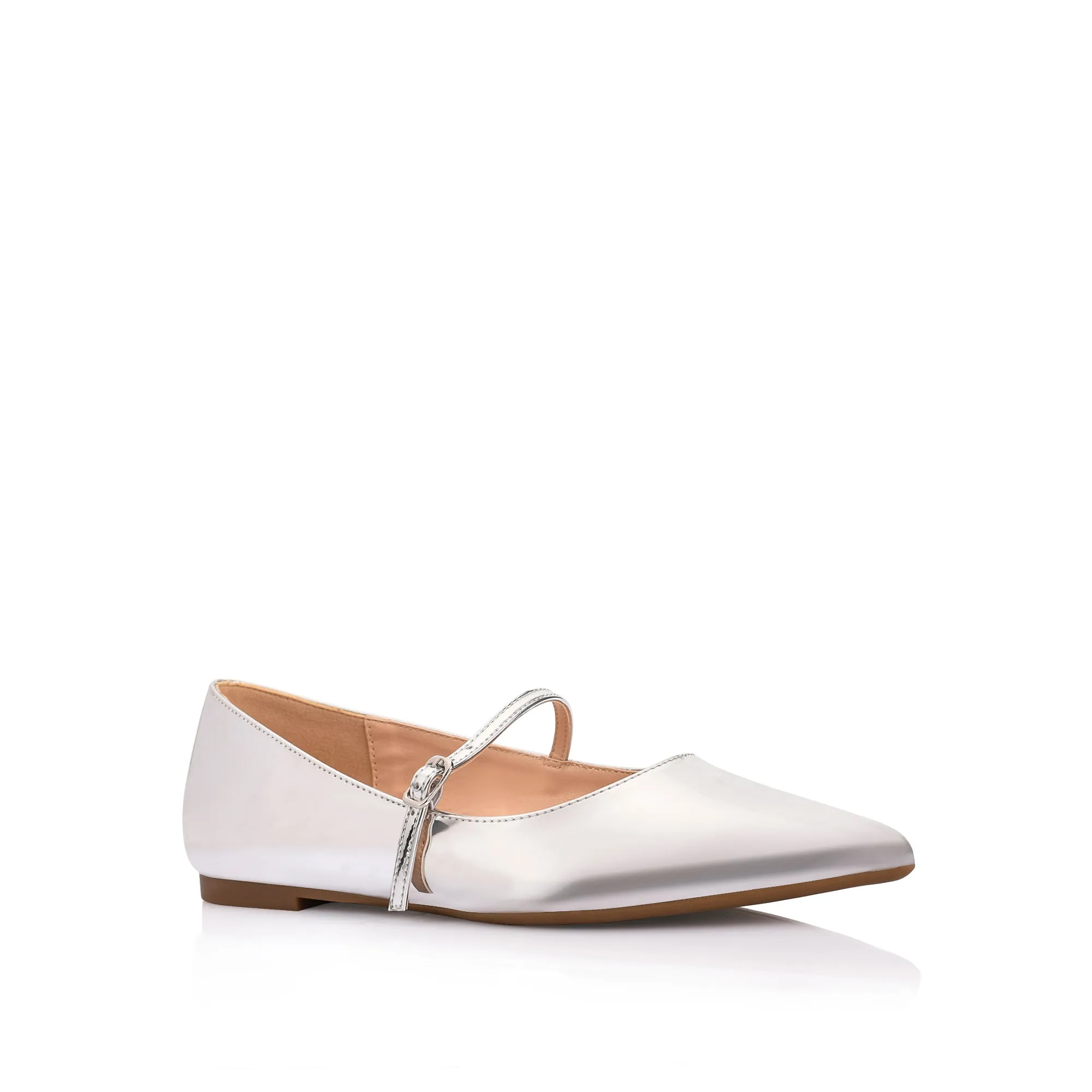 Iguana Mary Jane Flats - Silver Mirror