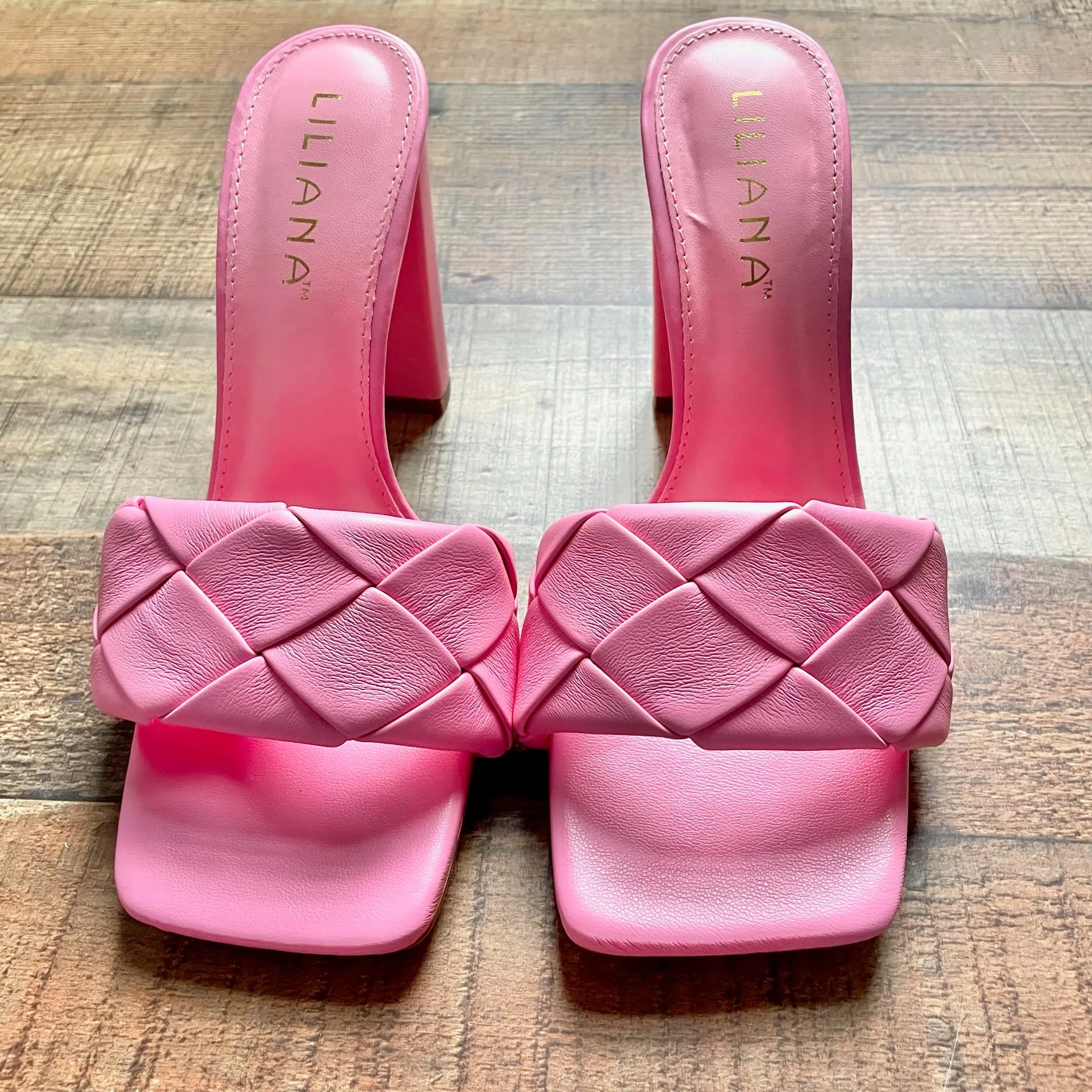 Liliana Pink Braided Block Heels- Size 7