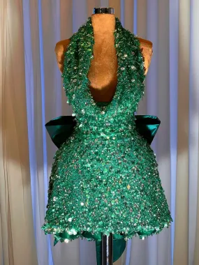 Maliyah Elegant Green Backless Evening Dress