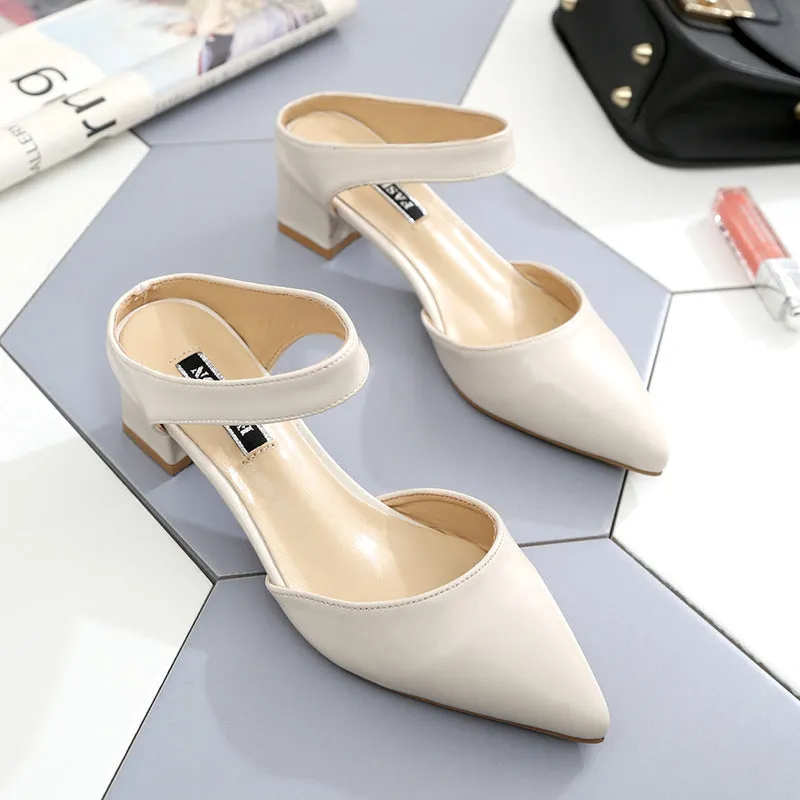 Nude Strappy Block Heels Spring/Summer Sandals for Women