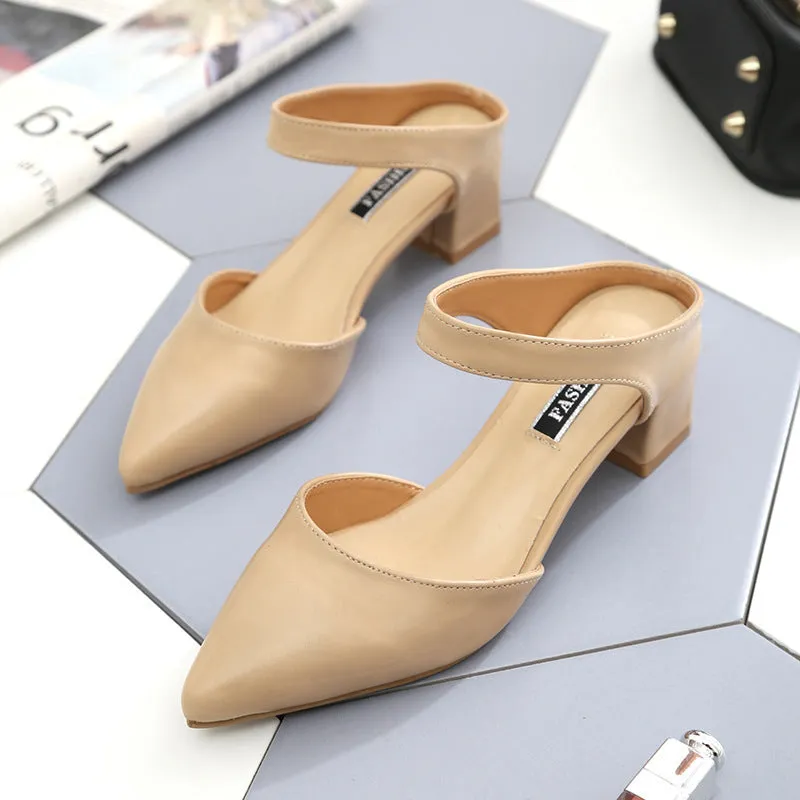 Nude Strappy Block Heels Spring/Summer Sandals for Women