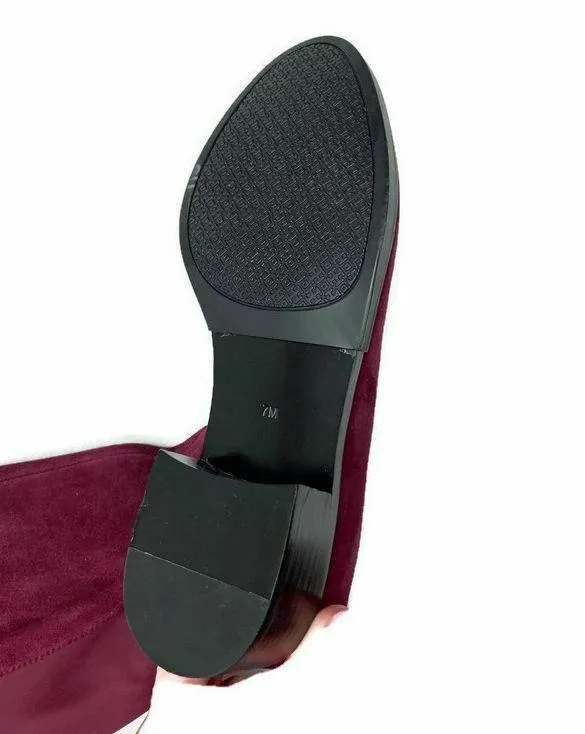 Tory Burch Women's Caitlin Burgundy Suede OTK Over the Knee Fashion Boots 7