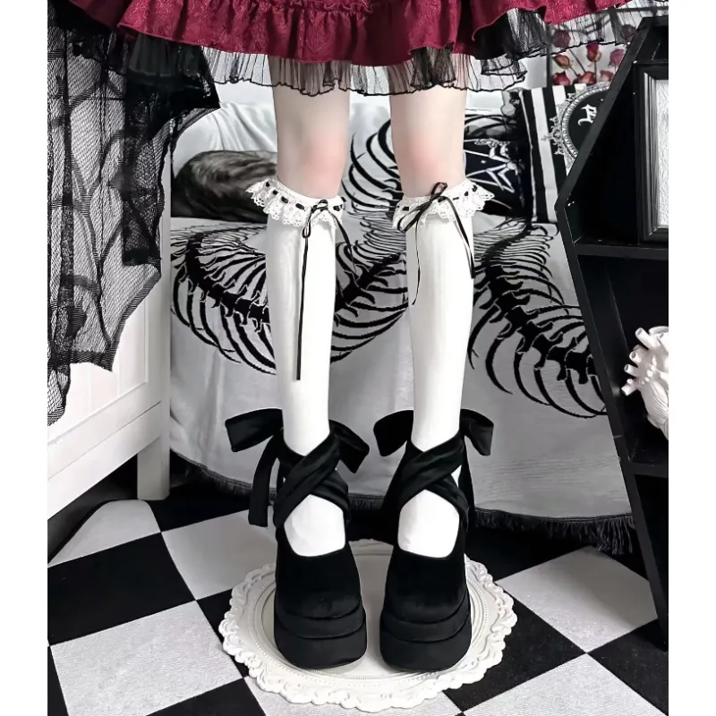Velvet Mary Jane High Heel Shoes